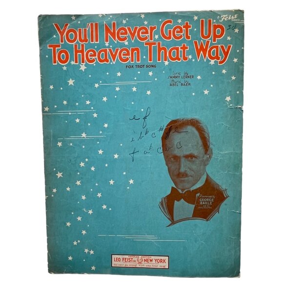 Youll Never Get Up To Heaven That Way 1933 Vtg Sheet Music Fox Trot Sammy Lerner - Picture 6 of 6